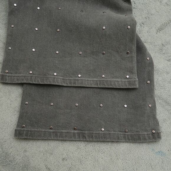 DKNY Jeans Women's Size 27 Gray High-Rise Wide-Leg Denim 31" Inseam Embellished - Picture 2 of 16